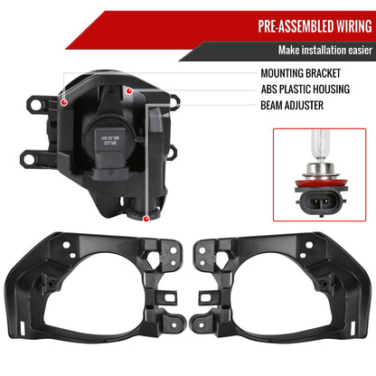 2014-2016 Toyota Highlander H16 Fog Lights Kit w/ LED Light Strip (Chrome Housing/Clear Lens)