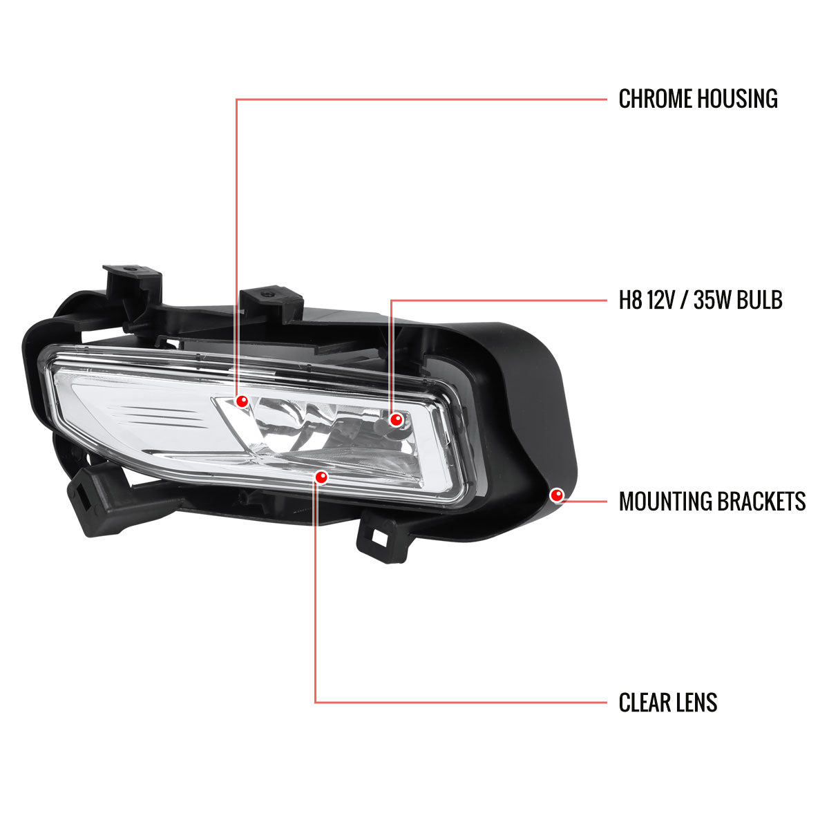 2018-2019 Nissan Kicks H8 Fog Lights Kit (Chrome Housing/Clear Lens)