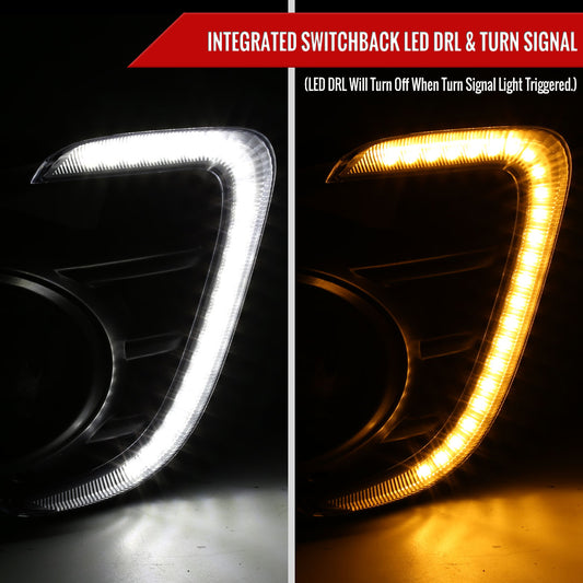 2016-2017 Mitsubishi Lancer H16 Fog Lights Kit w/ Integrated LED Light Strip & Turn Signal Lights (Chrome Housing/Clear Lens)