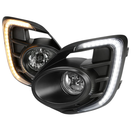 2016-2017 Mitsubishi Lancer H16 Fog Lights Kit w/ Integrated LED Light Strip & Turn Signal Lights (Chrome Housing/Clear Lens)