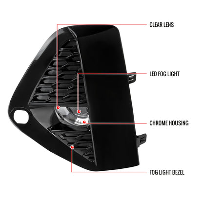 2019-2021 Nissan Murano LED Fog Lights Kit (Chrome Housing/Clear Lens)