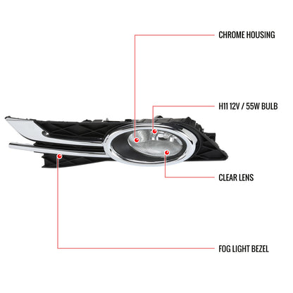 2014-2016 Honda Odyssey H11 Fog Lights Kit (Chrome Housing/Clear Lens)