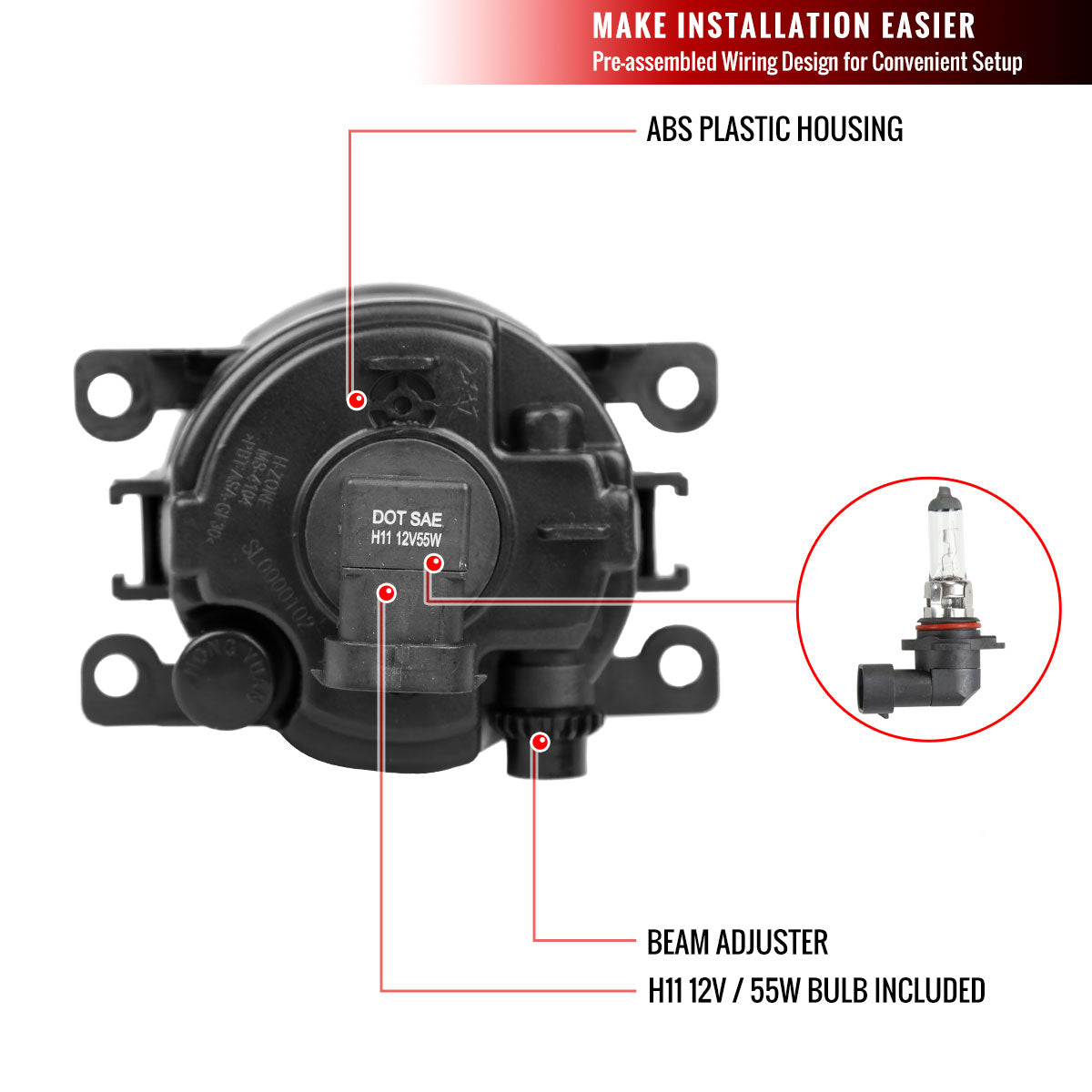 2017-2020 Nissan Pathfinder H11 Fog Lights w/ Switch & Wiring Harness (Chrome Housing/Clear Lens)