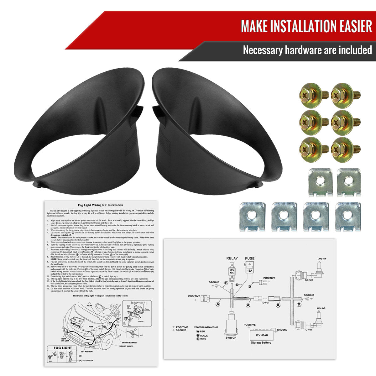 2002-2009 Dodge RAM 9006 Fog Lights w/ Mounting Brackets (Chrome Housing/Smoked Lens)