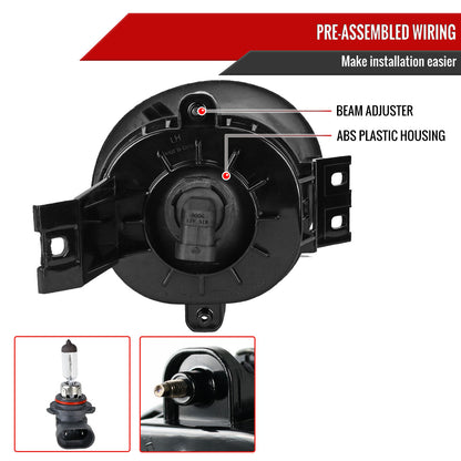 2002-2009 Dodge RAM 9006 Fog Lights w/ Mounting Brackets (Chrome Housing/Smoked Lens)