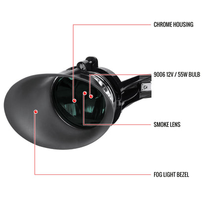 2002-2009 Dodge RAM 1500/2500/3500 9006 Fog Lights (Chrome Housing/Smoked Lens)