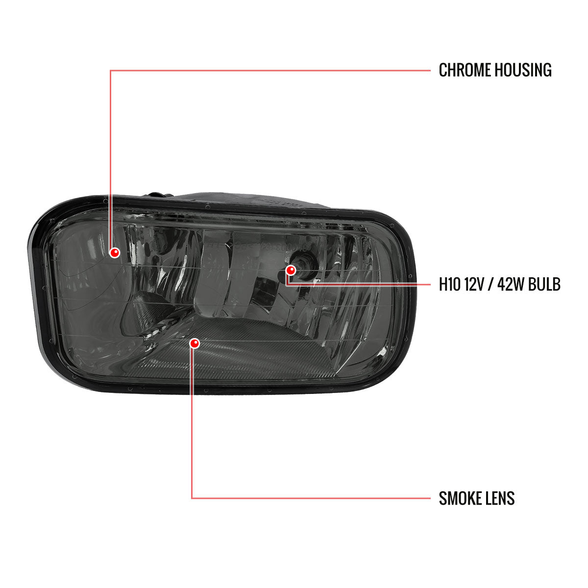 2009-2012 Dodge RAM 1500 / 2010-2018 RAM 2500 3500 H10 Fog Lights (Chrome Housing/Smoked Lens)