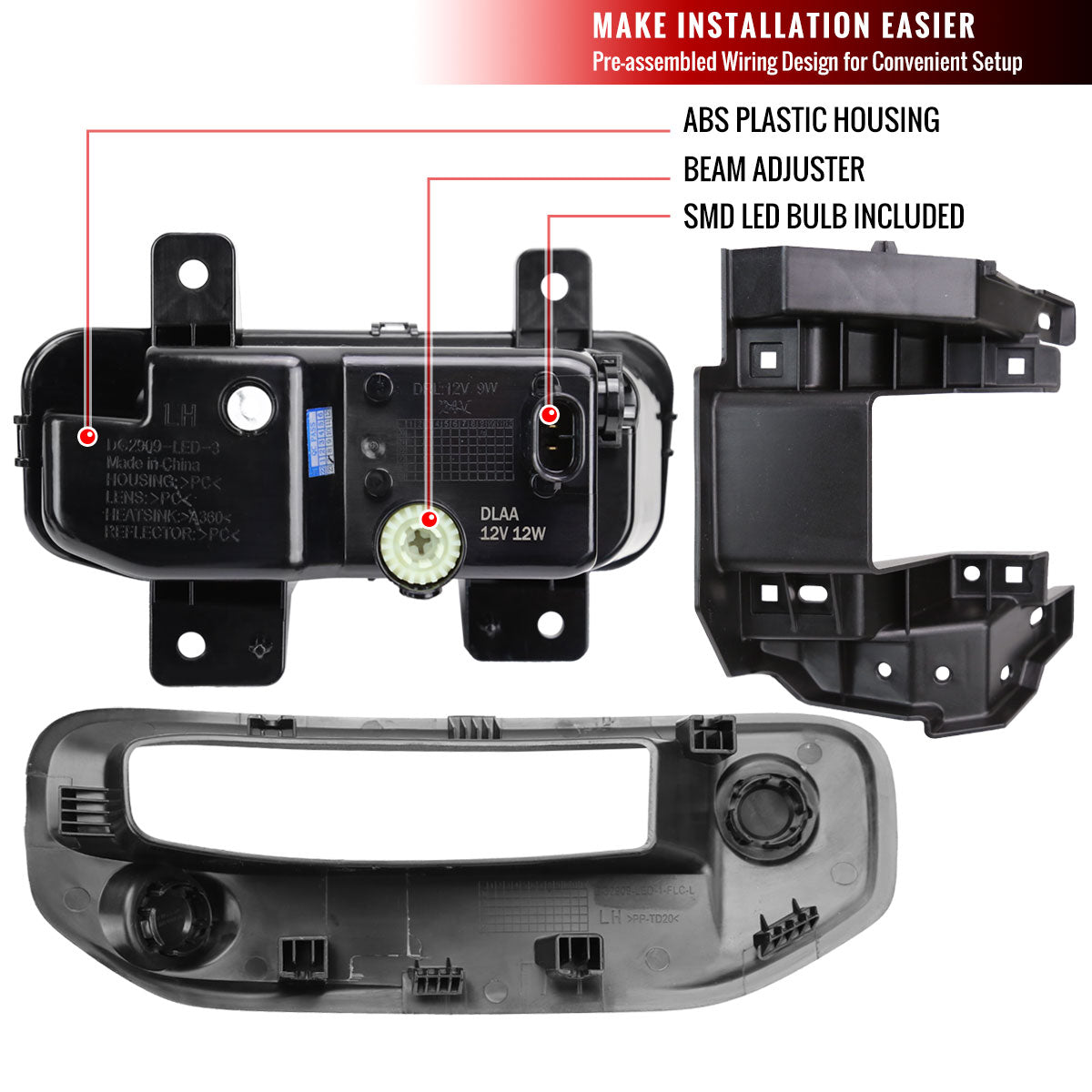 2019-2024 Dodge RAM 1500 LED Fog Lights Kit (Chrome Housing/Smoked Lens)