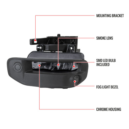 2019-2024 Dodge RAM 1500 LED Fog Lights Kit (Chrome Housing/Smoked Lens)