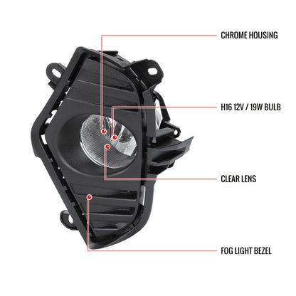 2016-2020 Toyota RAV4 H16 Fog Lights Kit (Chrome Housing/Clear Lens)