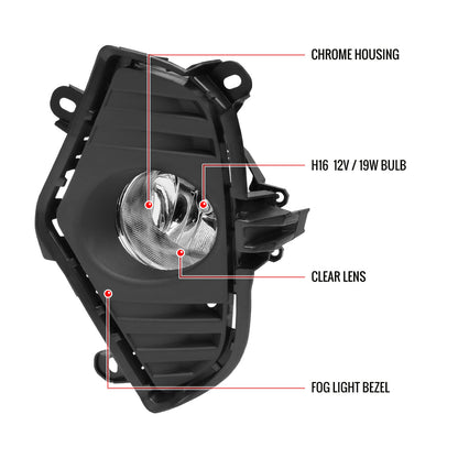 2019-2022 Toyota RAV4 H16 Fog Lights Kit (Chrome Housing/Clear Lens)
