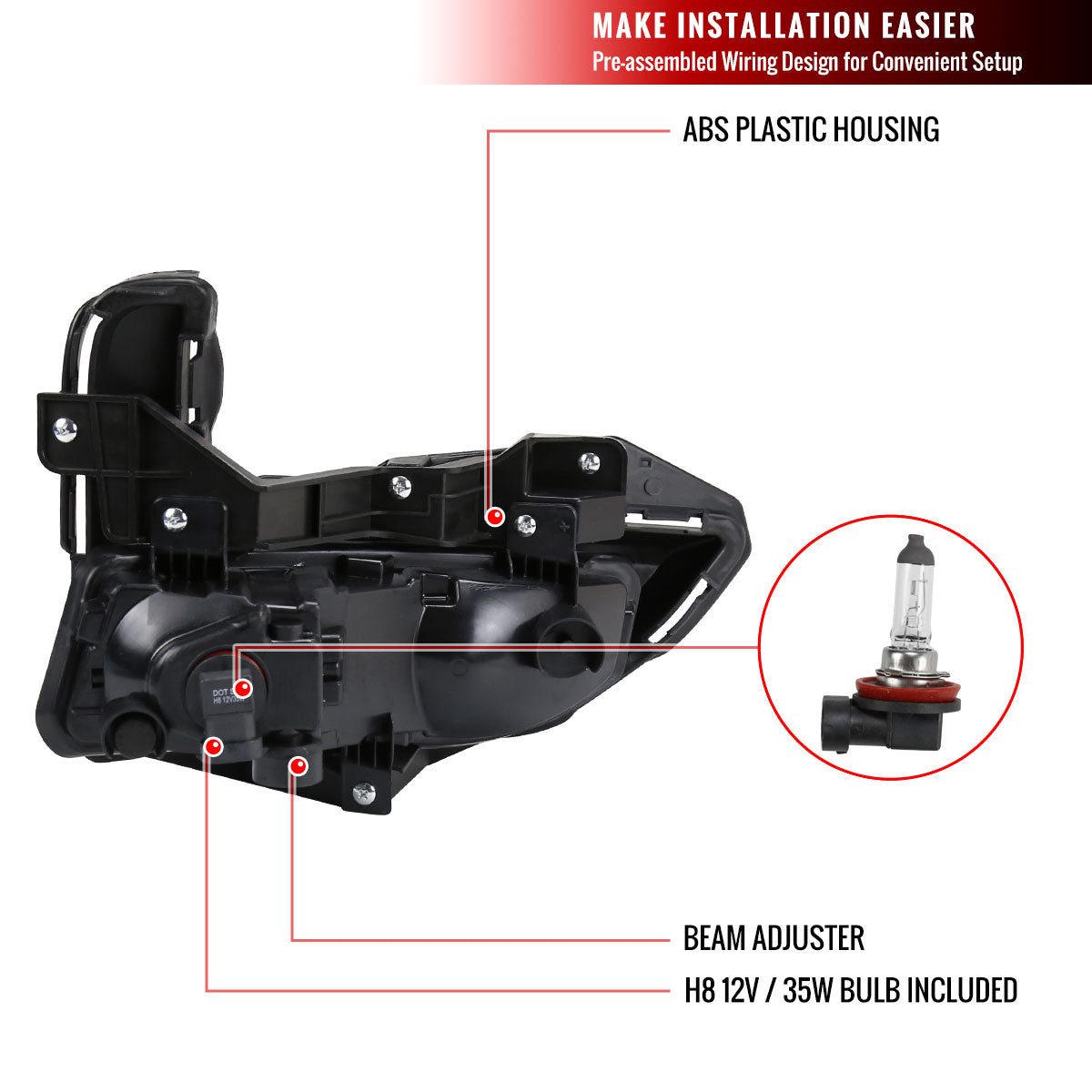 2017-2018 Nissan Rogue H8 Fog Lights Kit (Chrome Housing/Clear Lens)