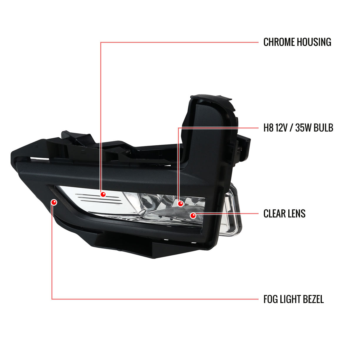 2017-2018 Nissan Rogue H8 Fog Lights Kit (Chrome Housing/Clear Lens)