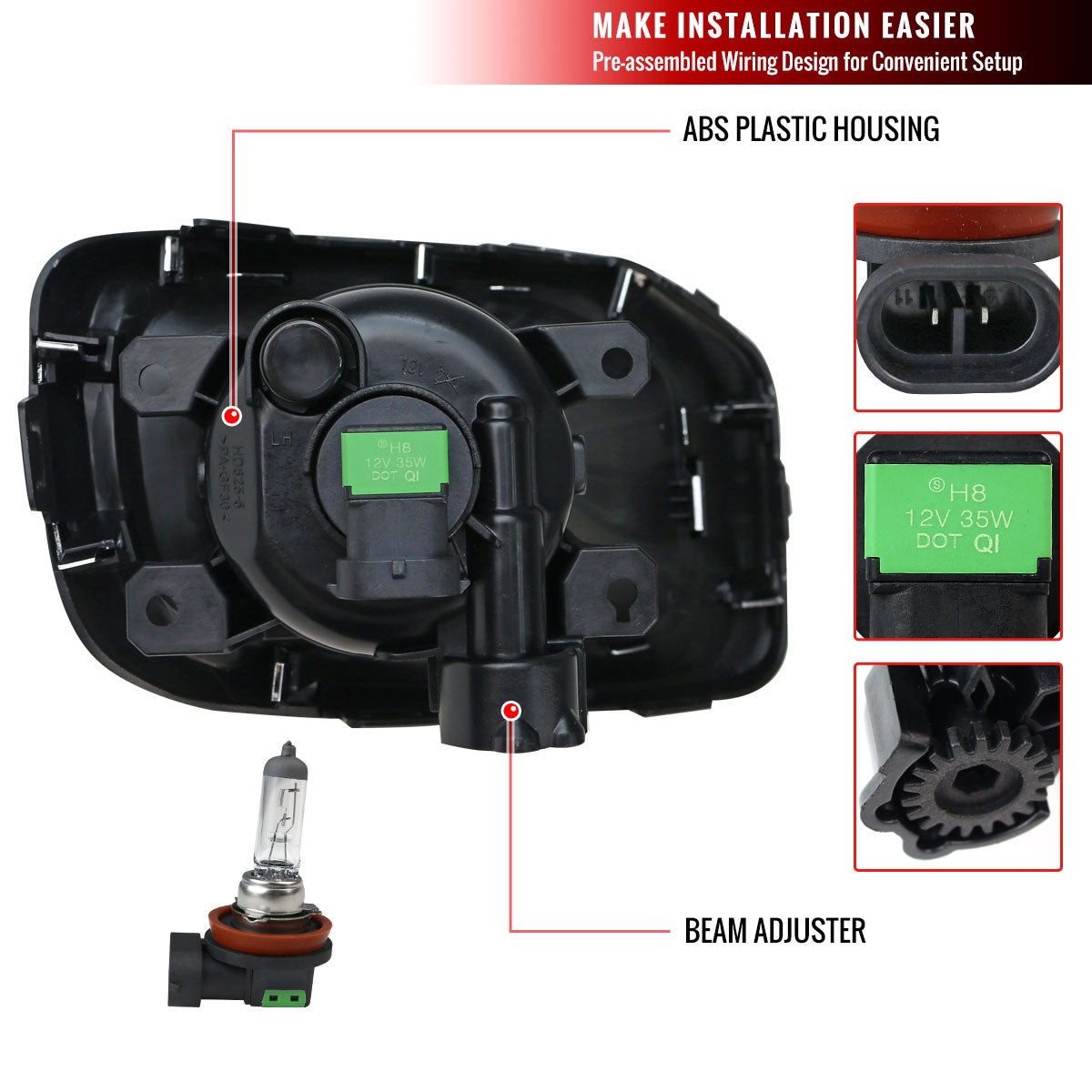 2015-2017 Jeep Renegade H8 Fog Lights (Chrome Housing/Clear Lens)