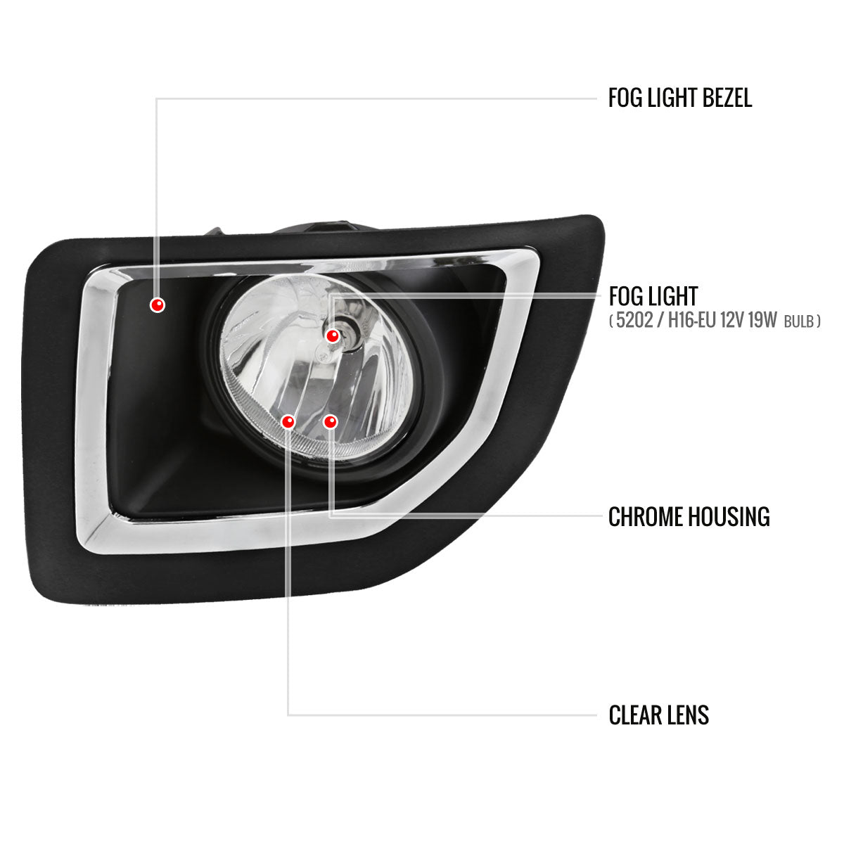 2015-2018 GMC Sierra 2500HD/3500HD PS24W Fog Lights Kit (Chrome Housing/Clear Lens)