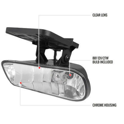 1999-2006 GMC Sierra/Yukon/Yukon XL 12V/27W 881 Fog Lights w/ Mounting Brackets (Chrome Housing/Clear Lens)