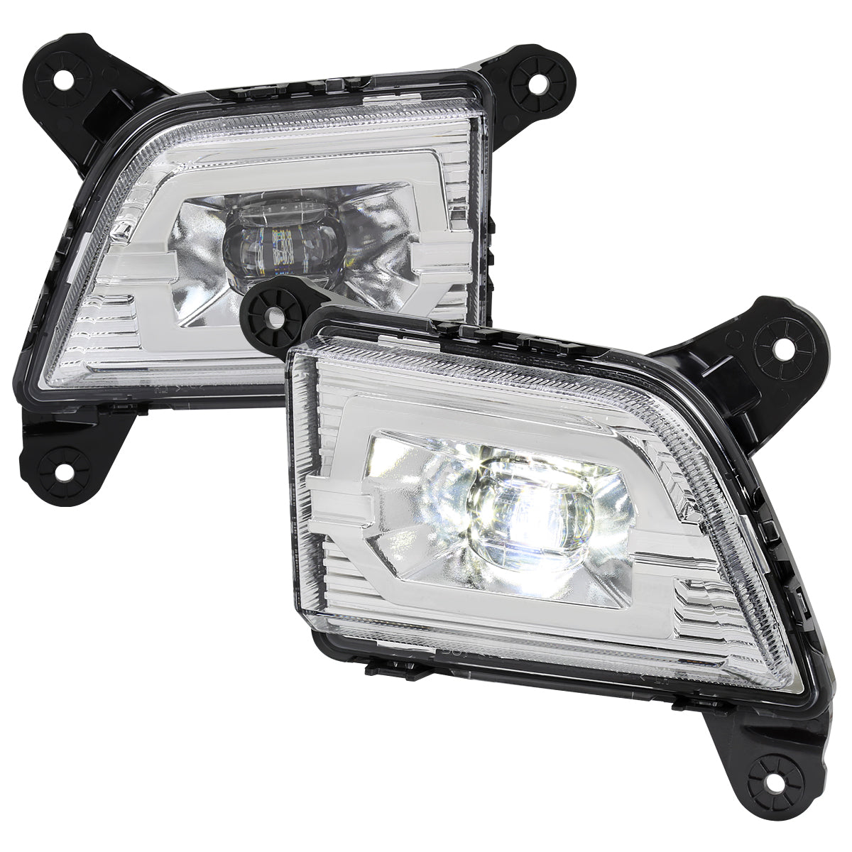 2019-2022 Chevrolet Silverado 1500 LED Fog Lights Kit (Chrome Housing/Clear Lens)