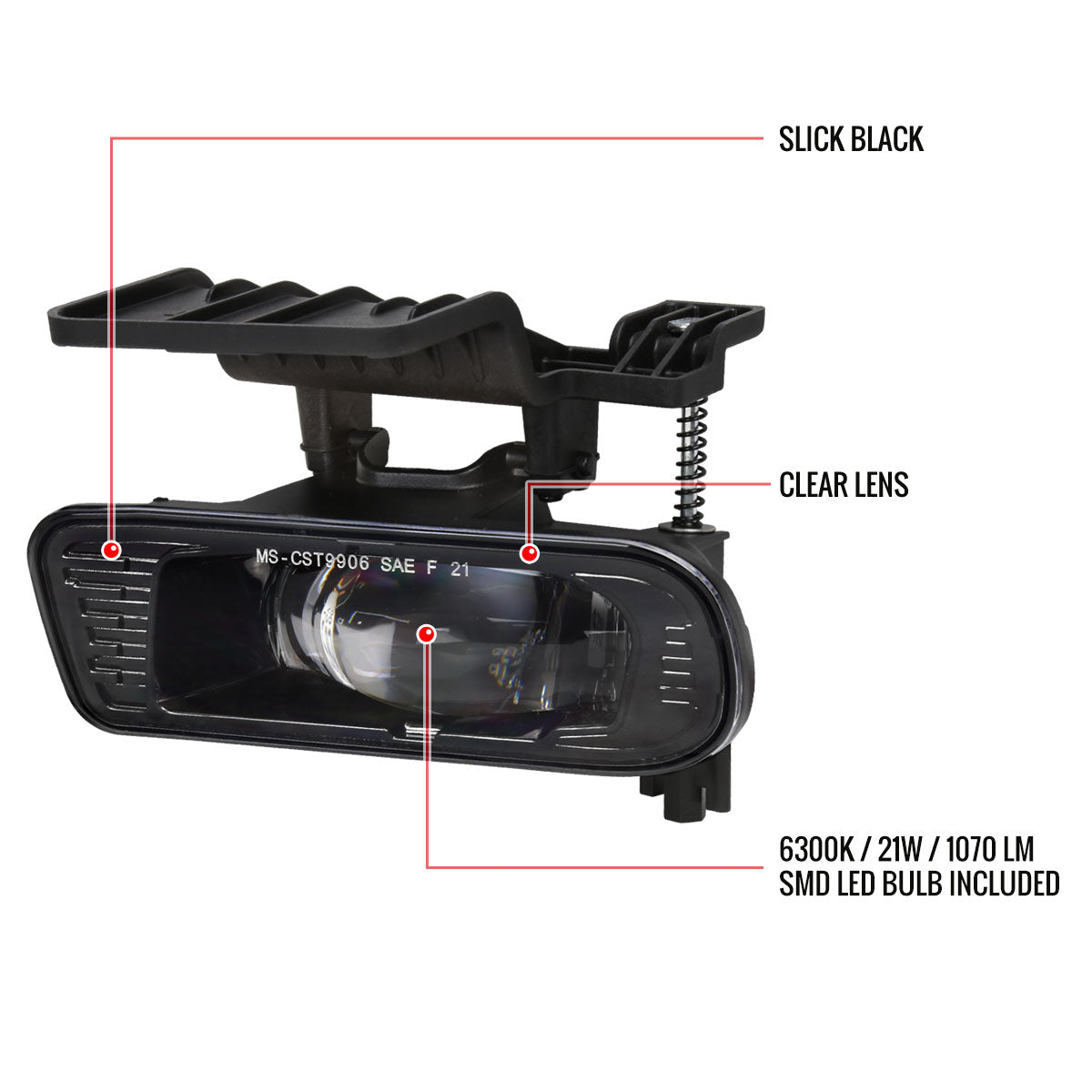 1999-2002 Chevrolet Silverado 1500/2500/2001-2002 Silverado 3500 LED Fog Lights kit (Glossy Black Housing/Clear Lens)