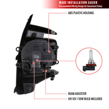 2018-2019 Toyota Sienna H11 Fog Lights Kit (Chrome Housing/Clear Lens)