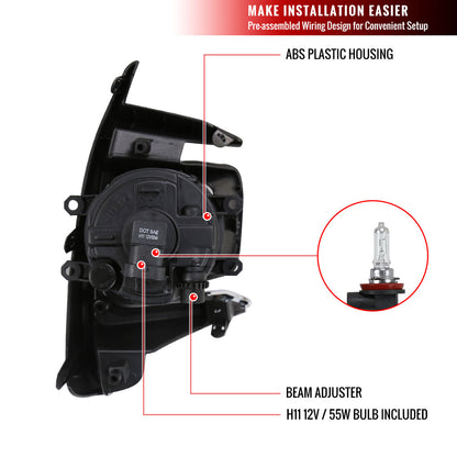 2018-2019 Toyota Sienna 12V/55W H11 Fog Lights Kit - HZ (Chrome Housing/Clear Lens)