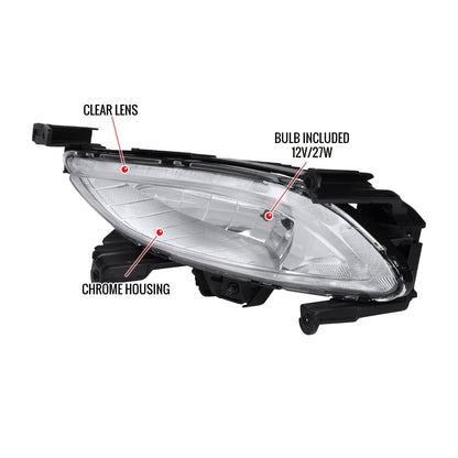 2011-2013 Hyundai Sonata 12V/27W 881 Fog Lights Kit (Chrome Housing/Clear Lens)
