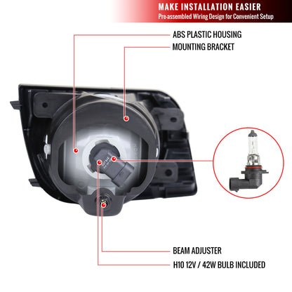 2008-2017 Toyota Sequoia H10 Fog Lights w/ Switch & Wiring Harness (Chrome Housing/Clear Lens)