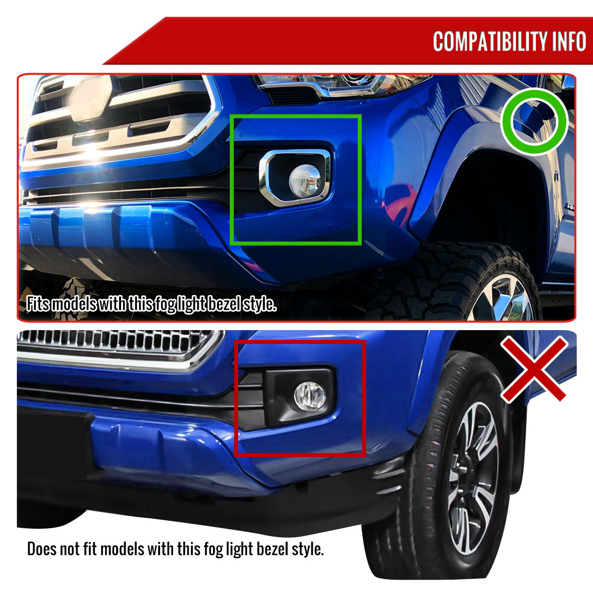 2016-2022 Toyota Tacoma H16 Chrome Cover Fog Lights Kit (Chrome Housing/Clear Lens)