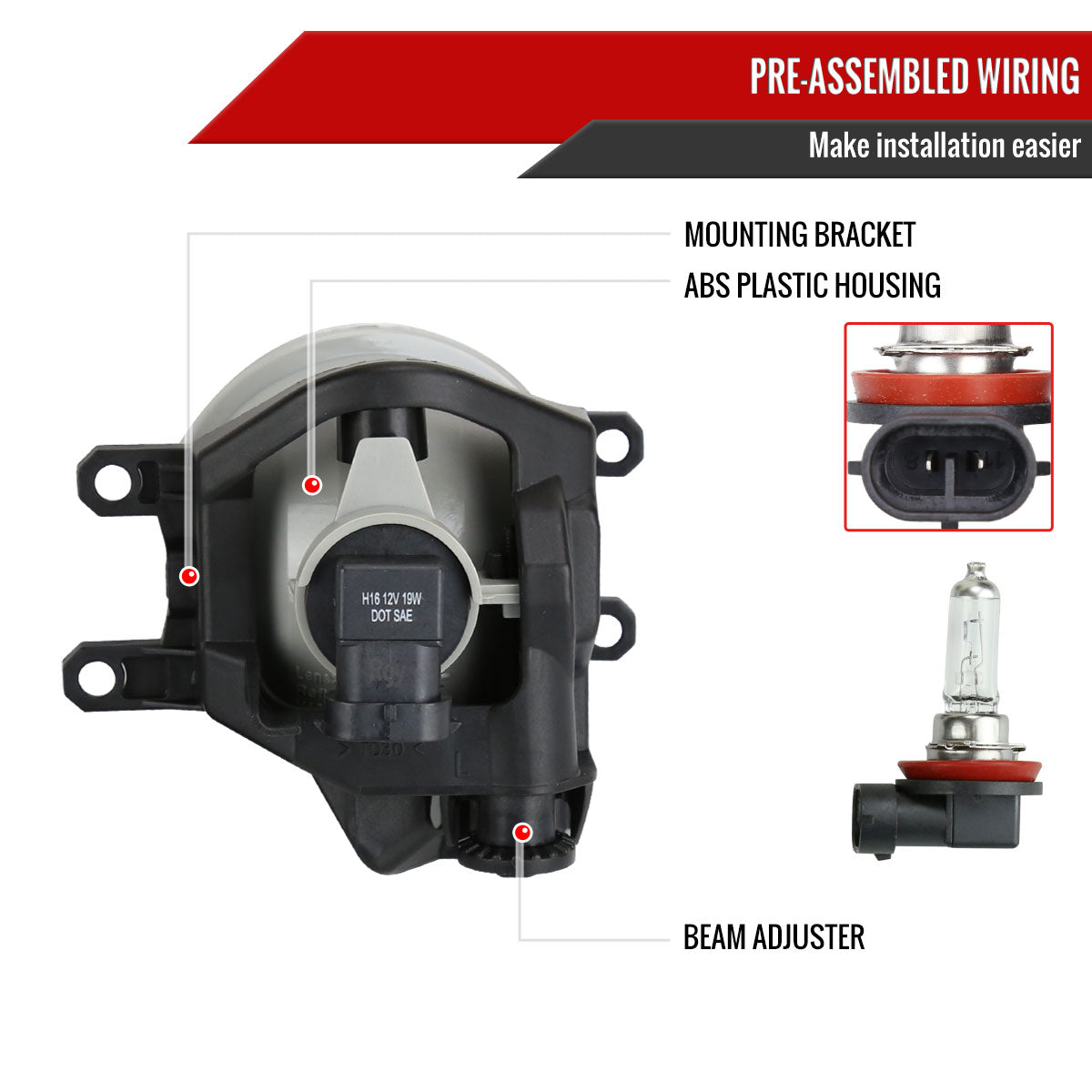 2016-2022 Toyota Tacoma H16 Chrome Cover Fog Lights Kit (Chrome Housing/Clear Lens)