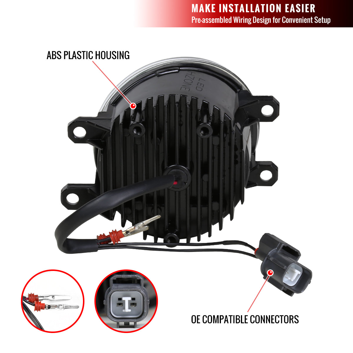 2006-2015 Toyota Lexus SMD LED Projector Fog Lights Kit (Chrome Housing/Clear Lens)