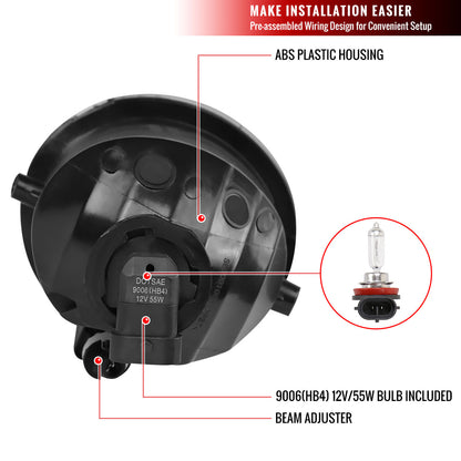 2000-2007 Toyota Tundra/Sequoia 12V/51W 9006 Fog Lights Kit (Chrome Housing/Clear Lens)
