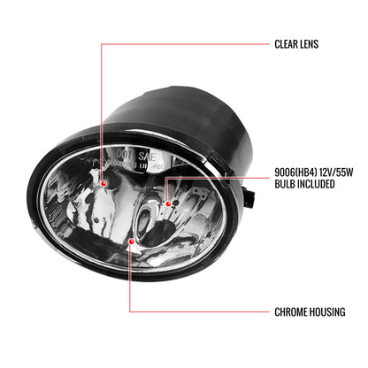 2000-2007 Toyota Tundra/Sequoia 12V/51W 9006 Fog Lights Kit (Chrome Housing/Clear Lens)