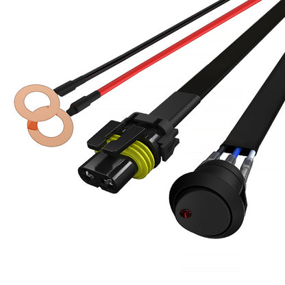 Universal 9' 12 Gauge Fog Lights Wiring Harness Kit w/ 1 Connector, Fuse, On/Off Switch, & Relay