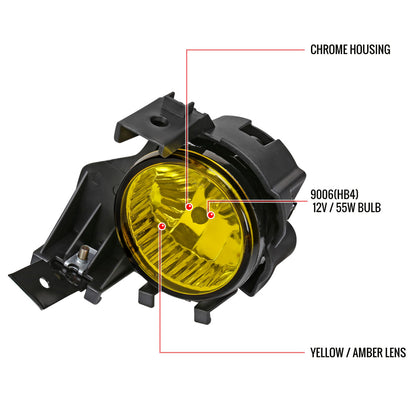 2008-2011 Subaru Impreza WRX 9006 HB4 Fog Lights Kit w/ Switch & Wiring Harness (Chrome Housing/Yellow Lens)