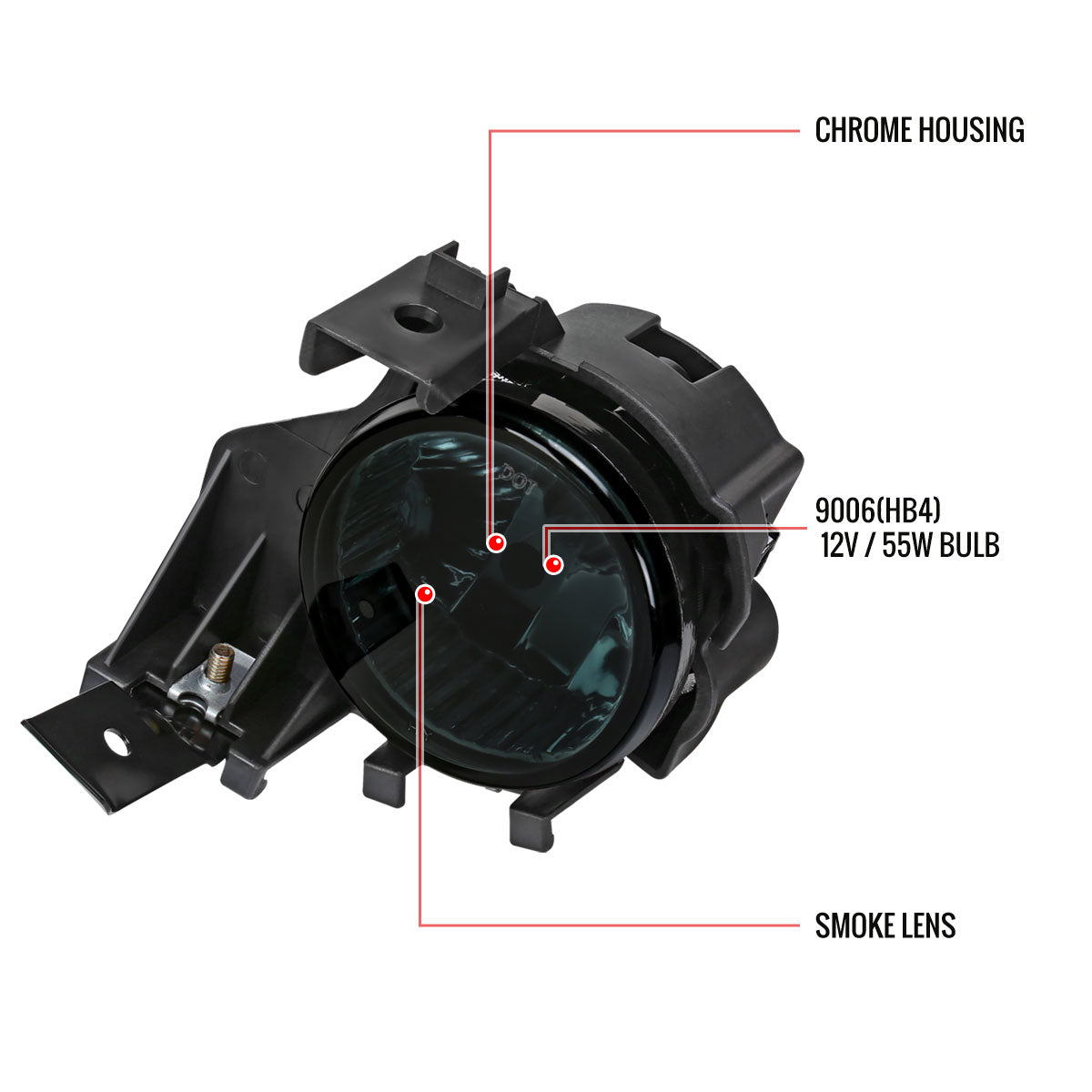 2008-2011 Subaru Impreza WRX 9006 HB4 Fog Lights Kit w/ Switch & Wiring Harness (Chrome Housing/Smoked Lens)