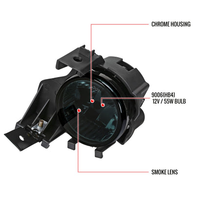 2008-2011 Subaru Impreza WRX 9006 HB4 Fog Lights Kit w/ Switch & Wiring Harness (Chrome Housing/Smoked Lens)