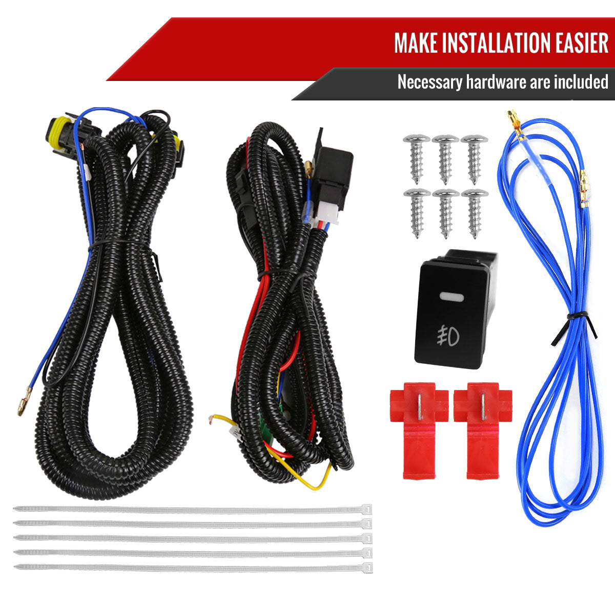 2015-2017 Toyota Yaris 2/4DR H11 Fog Lights Kit w/ Switch & Wiring Harness (Chrome Housing/Clear Lens)