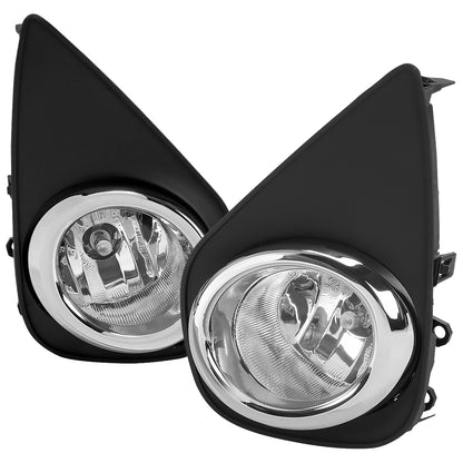 2015-2017 Toyota Yaris 2/4DR H11 Fog Lights Kit w/ Switch & Wiring Harness (Chrome Housing/Clear Lens)