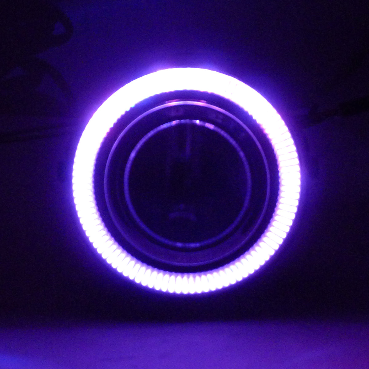 Universal 12V/55W H7 Projector Fog Lights Kit w/ RGB LED Halo Rim (Chrome Housing/Clear Lens)