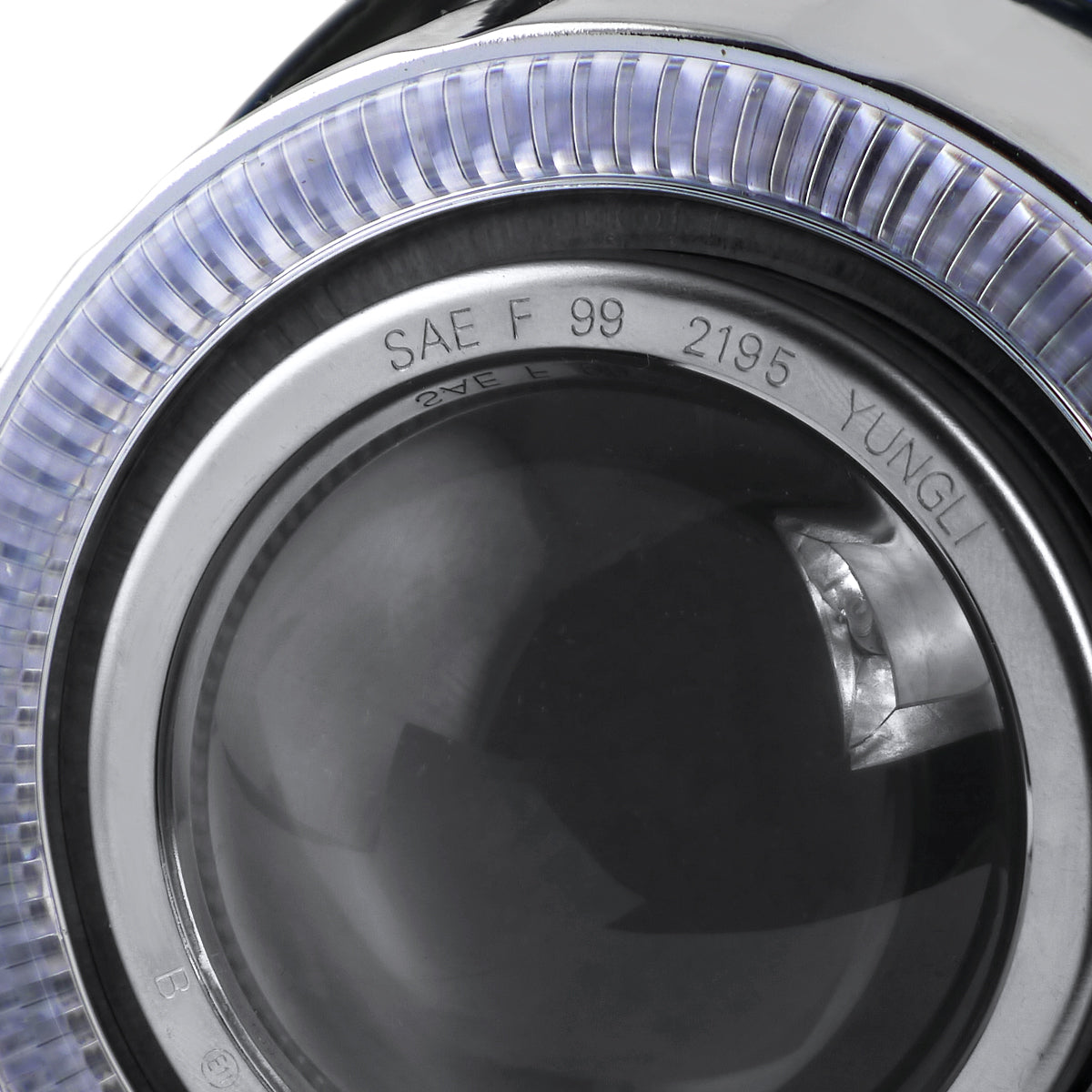 Universal 12V/55W H7 Projector Fog Lights Kit w/ RGB LED Halo Rim (Chrome Housing/Clear Lens)