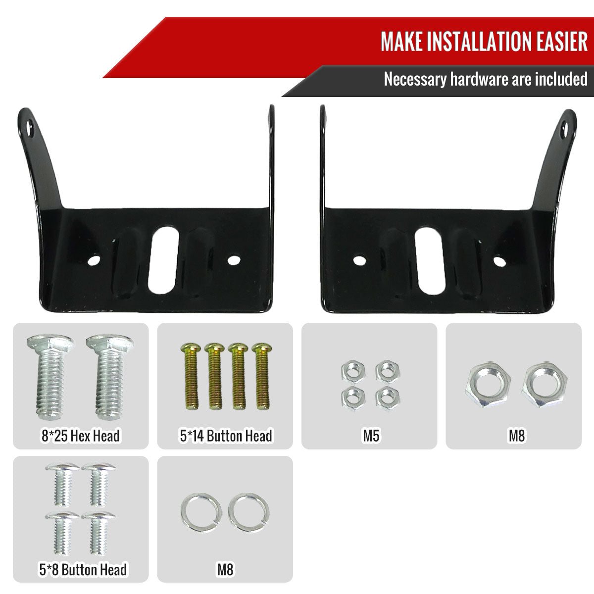 Universal 12V/55W H3 Projector Fog Lights Kit w/ Mounting Brackets (Black Metal Housing/Glass Lens)