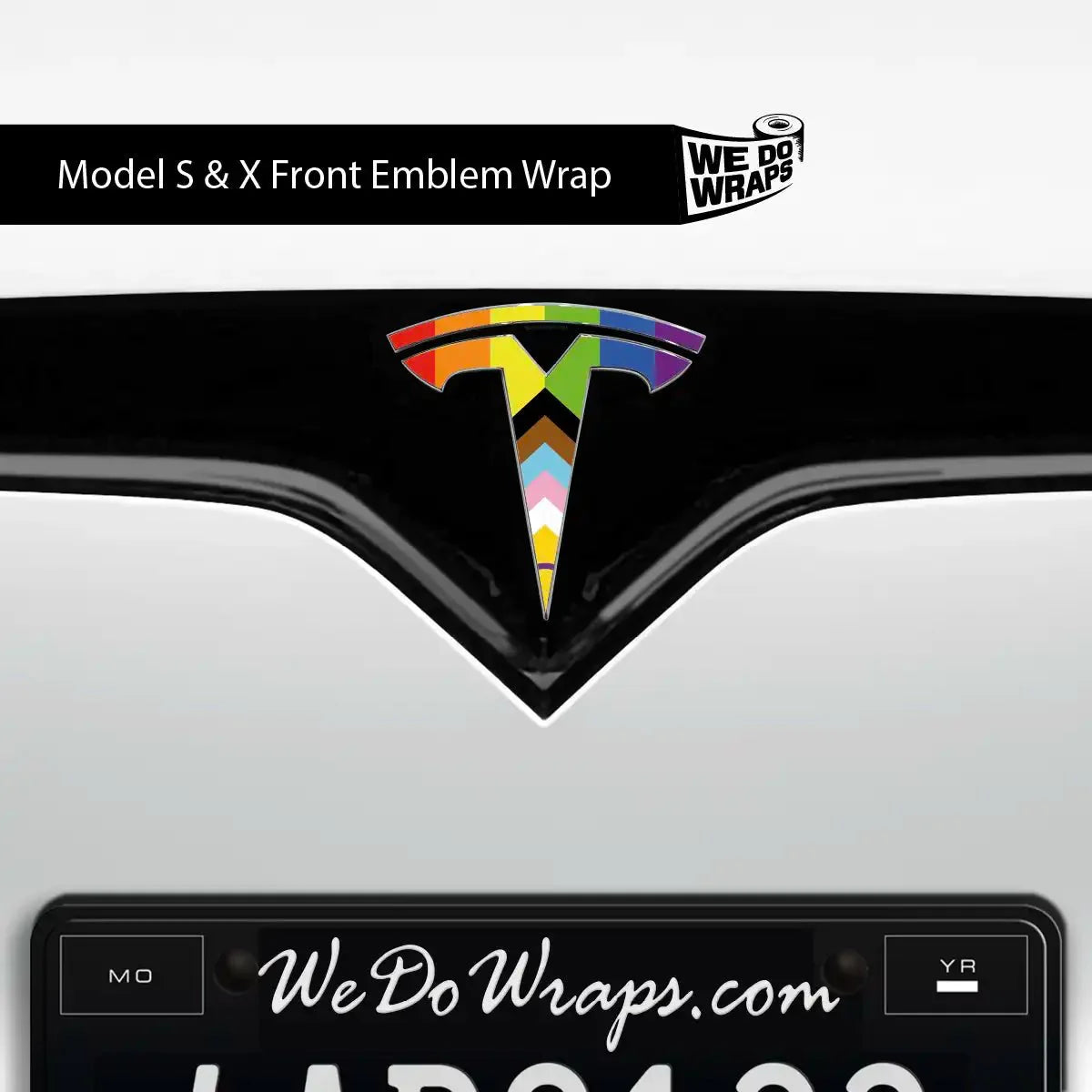 LGBTQ+ Pride Flag Tesla Emblem Decals (Front + Back) | Model S