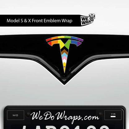 LGBTQ+ Pride Flag Tesla Emblem Decals (Front + Back) | Model S
