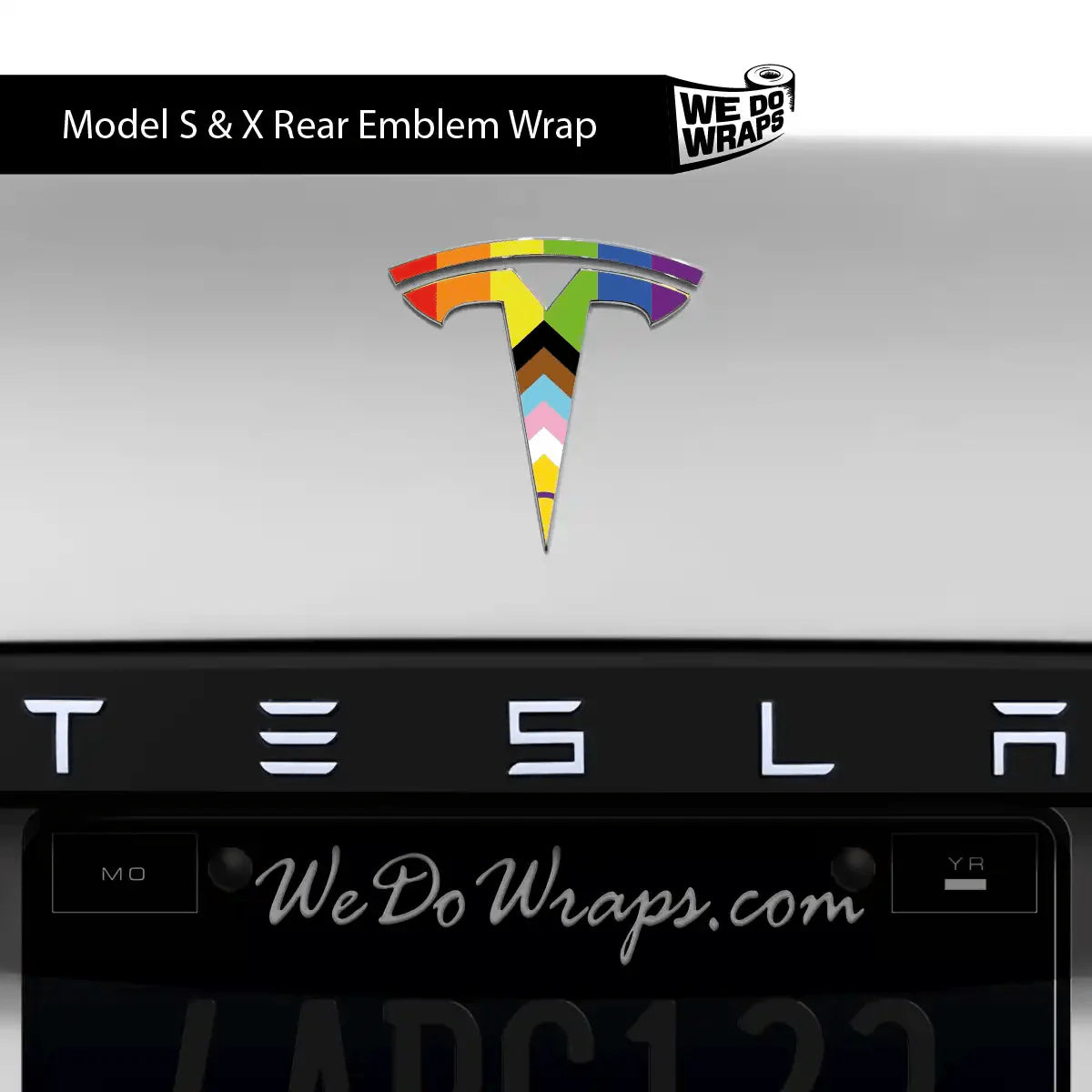 LGBTQ+ Pride Flag Tesla Emblem Decals (Front + Back) | Model S