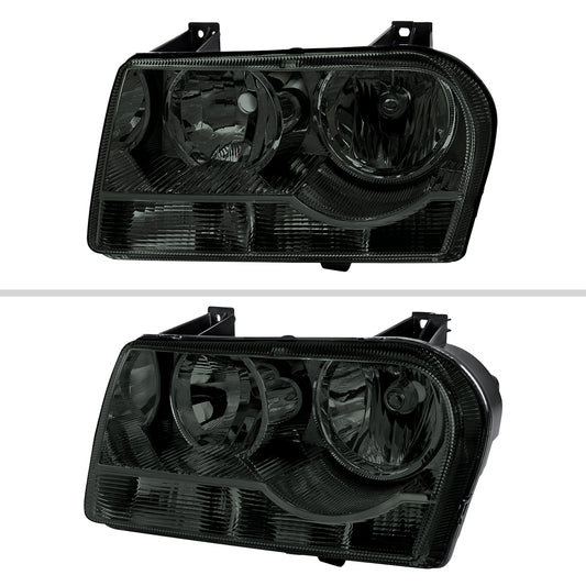 2005-2010 Chrysler 300 Factory Style Headlights (Chrome Housing/Smoked Lens)