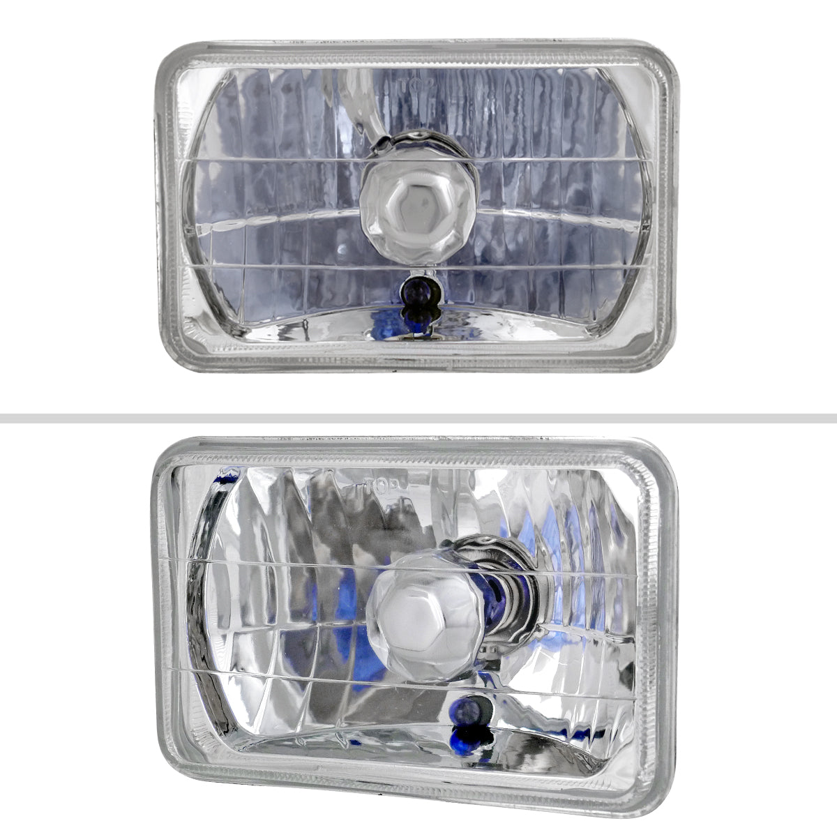 Universal 4"x6" H4 Crystal Headlights (Chrome Housing/Glass Lens)