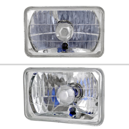 Universal 4"x6" H4 Crystal Headlights (Chrome Housing/Glass Lens)
