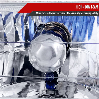 Universal 4"x6" H4 Crystal Headlights (Chrome Housing/Glass Lens)