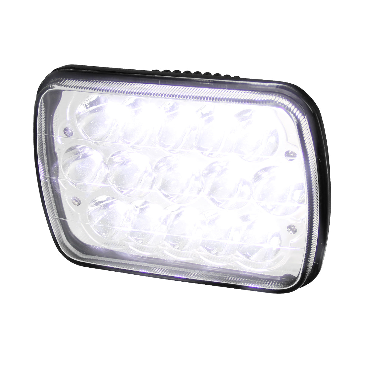 Universal 7"x6" 15-LED Sealed Beam Headlights w/ H4 Plug (Black Aluminum Housing/PMMA Lens)