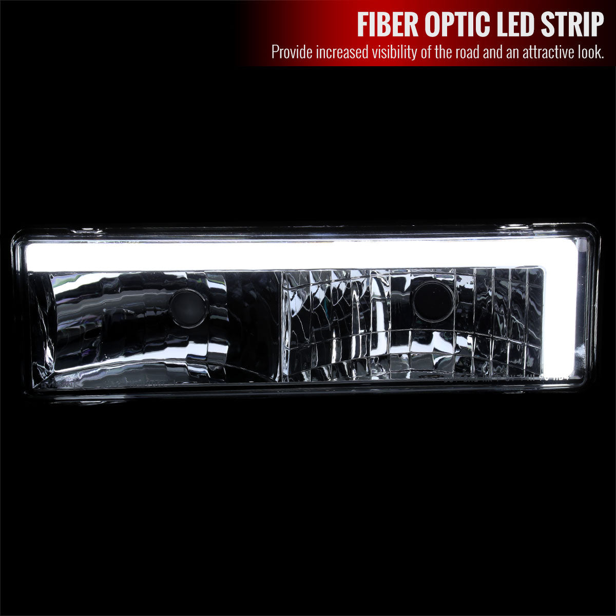 1988-1998 Chevrolet/GMC C10 C/K LED Strip Factory Style Headlights (Chrome Housing/Clear Lens)