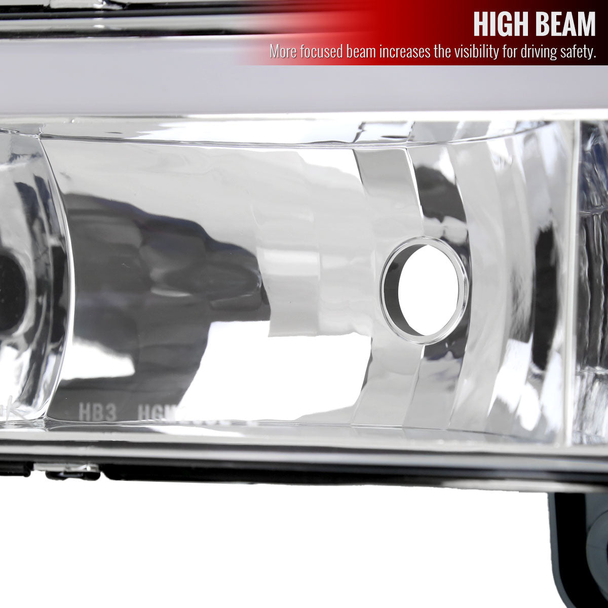 1988-1998 Chevrolet/GMC C10 C/K LED Strip Factory Style Headlights (Chrome Housing/Clear Lens)